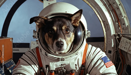 Fototapeta Naklejka Na Ścianę i Meble -  A dog as an astronaut.