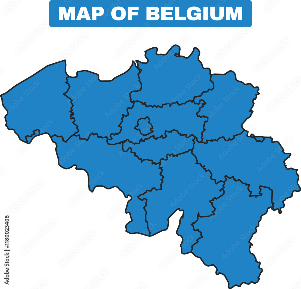 Fototapeta premium Blue Belgium country map border outline vector