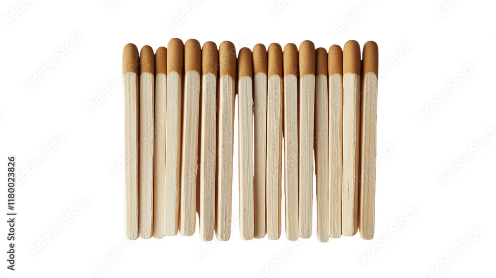 A rustic collection of wooden matches arranged artfully on a neutral background A rustic collection of wooden matches arranged artfully on a neutral background