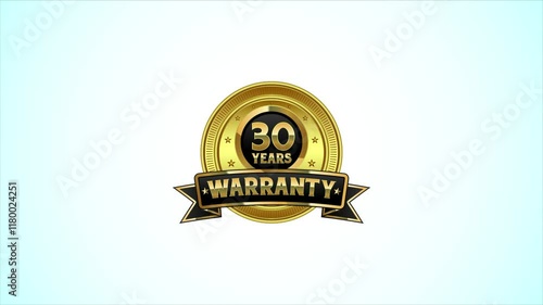 Luxury 30 years warranty label, badge design animation