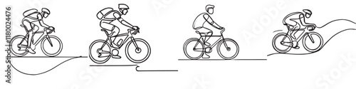 Continuous line collection of various sports athlete activities