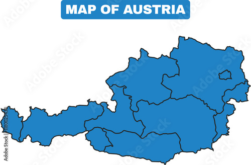 Blue Austria country map border outline vector