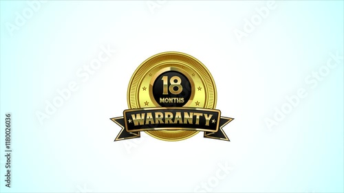 Luxury 18 months warranty label, badge design animation