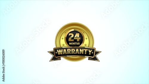 Luxury 24 months warranty label, badge design animation