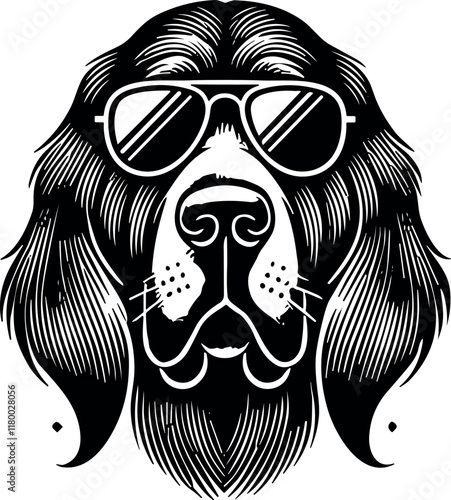 Bloodhound Dog Face Vector Black Silhouette Cricut Design for T-Shirt