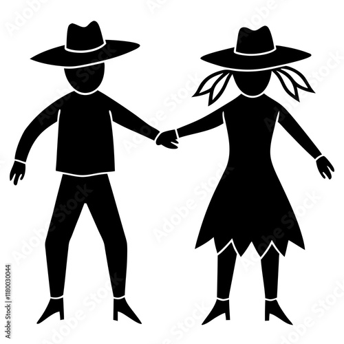  silhouettes of two scarecrows