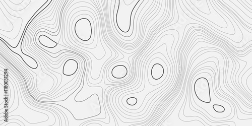 Abstract topography circle with contour map waves paper topo relief line map mountain background. Curved line topo seamless topography ornament design. Vector background.