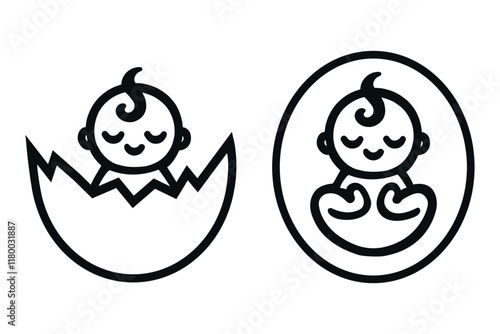 Newborn in eggshell logo design template. Vector flat illustration