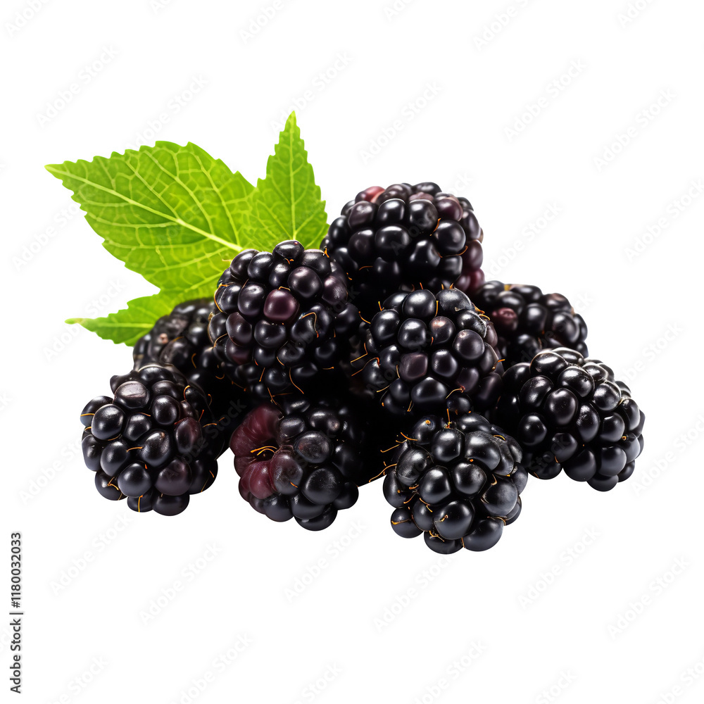 Dried Blackberries with Leaves on transparent background Dried Blackberries with Leaves on transparent background