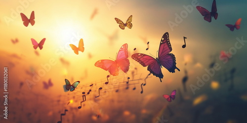 Wallpaper Mural Music concept notes flying in the air turning into_001 Torontodigital.ca