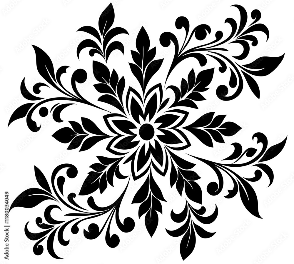 A floral pattern on a white background. floral abstract background. Ornate black and white floral design for decorative use. A floral pattern on a white background. floral abstract background. Ornate black and white floral design for decorative use.