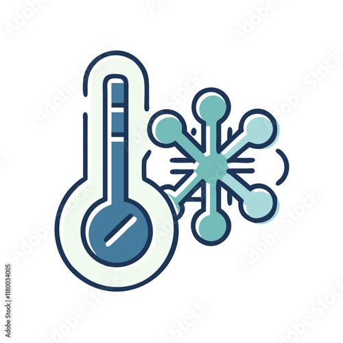 Climate control, Thermometer with snowflakes illustrating winter temperature