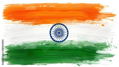 Artistic Brushstroke Representation of the Indian National Flag on White Background