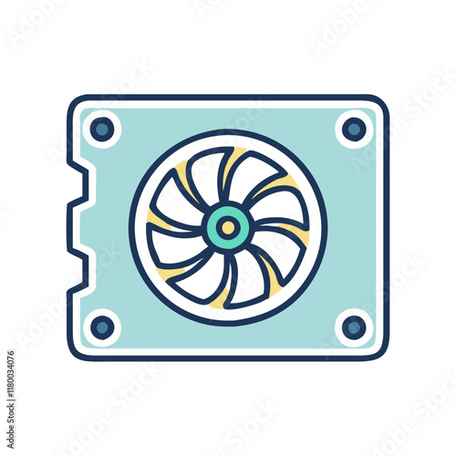 Cooling system, Cooling fan illustration on a blue background