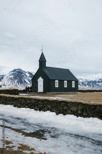 Black Church in Budir, Iceland photo