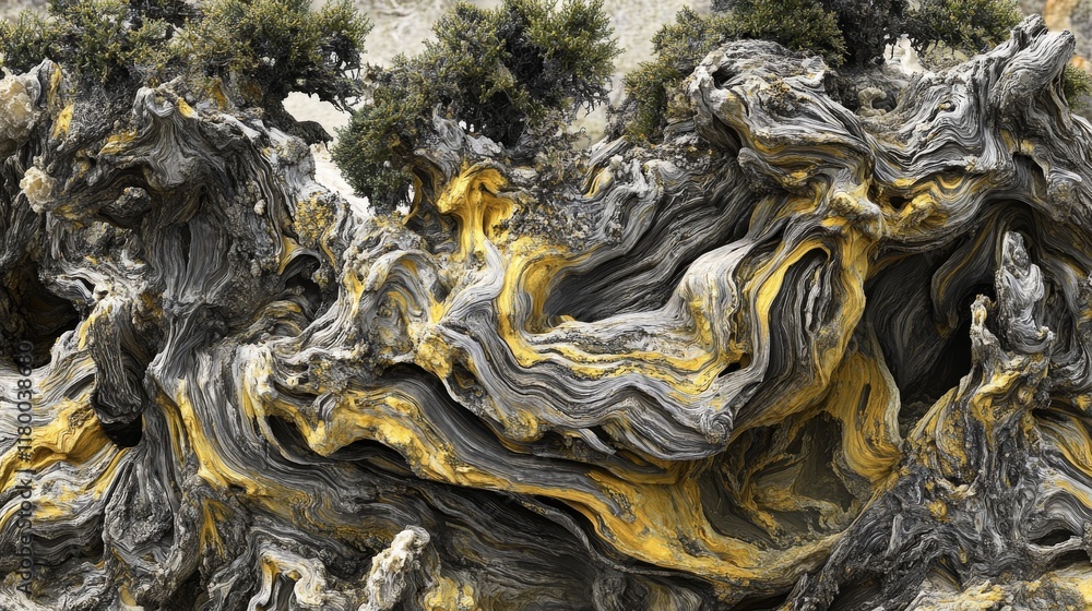 An abstract closeup of a tree stump or natural pattern on a color background, resembling an exotic wallpaper in a painting style, adorned with wavy wave art An abstract closeup of a tree stump or natural pattern on a color background, resembling an exotic wallpaper in a painting style, adorned with wavy wave art