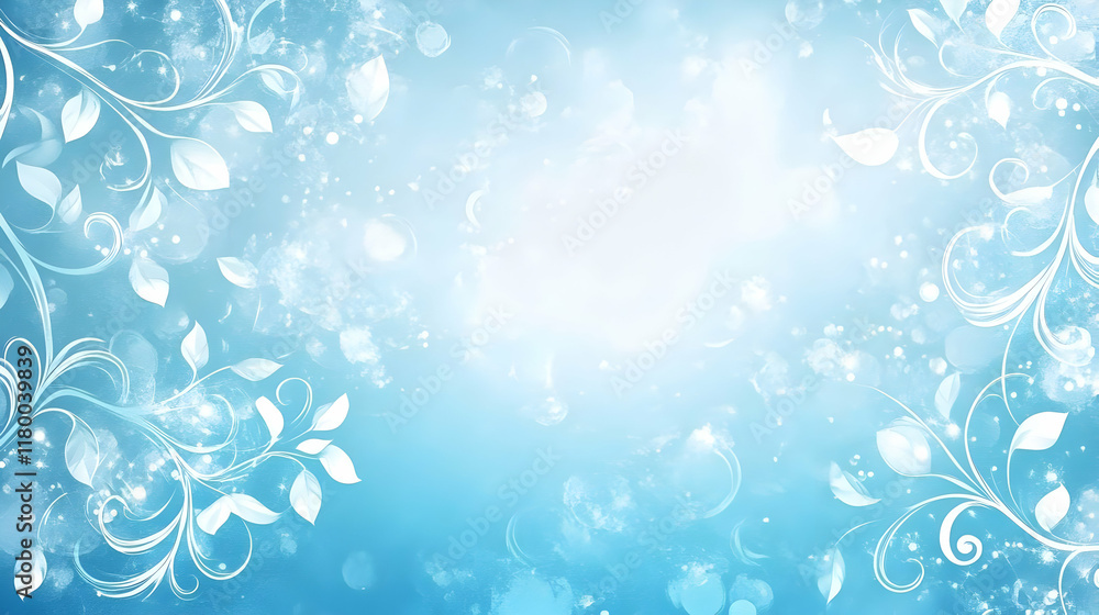 Serene Blue Abstract Background with Floral Design Serene Blue Abstract Background with Floral Design