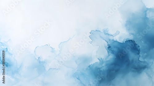 Abstract Blue Ink Wash Painting Swirls and Clouds photo