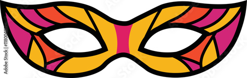 Minimalist illustration of a colorful carnival mask