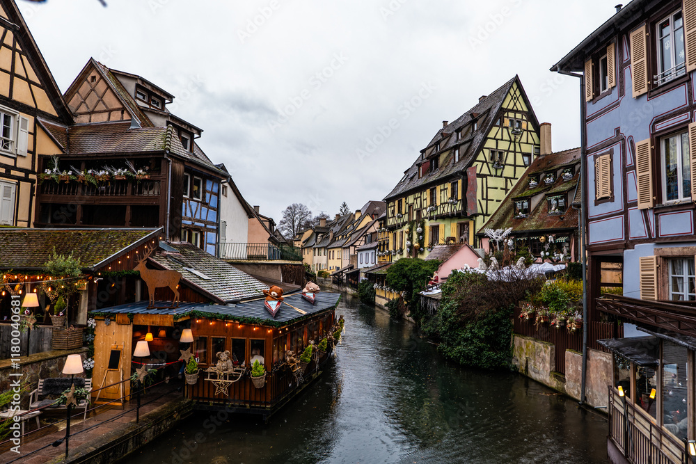 Building facades in Alsace during christmas period Building facades in Alsace during christmas period