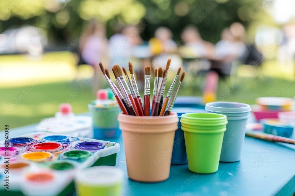 Obraz premium The artist's arsenal of oil paints and brushes, used in creating a