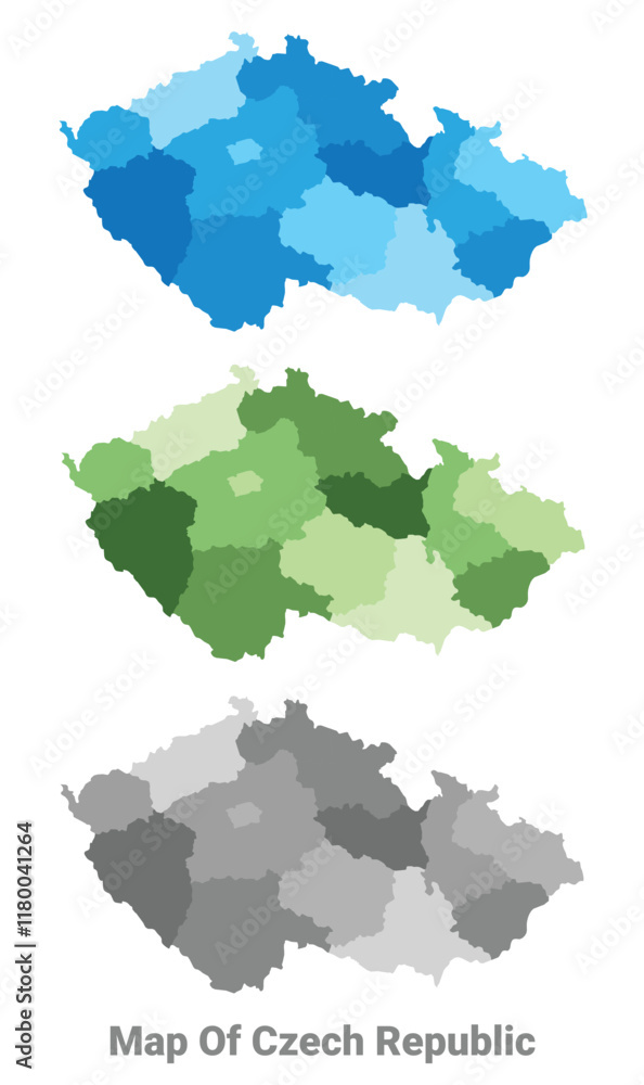 Czech Republic country map in different colors Czech Republic country map in different colors