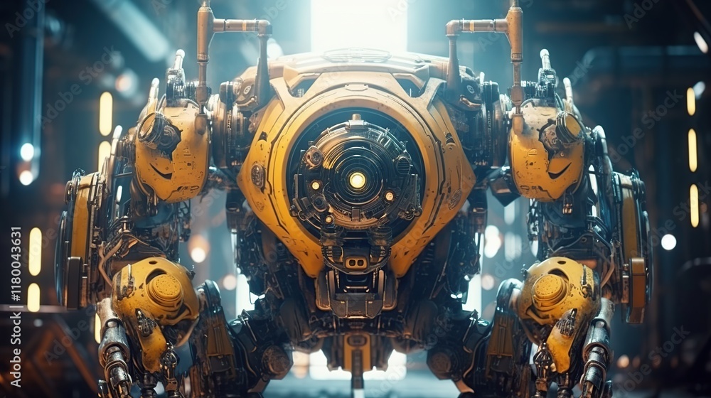 Futuristic Robot Design with Detailed Mechanical Features and Lights Futuristic Robot Design with Detailed Mechanical Features and Lights