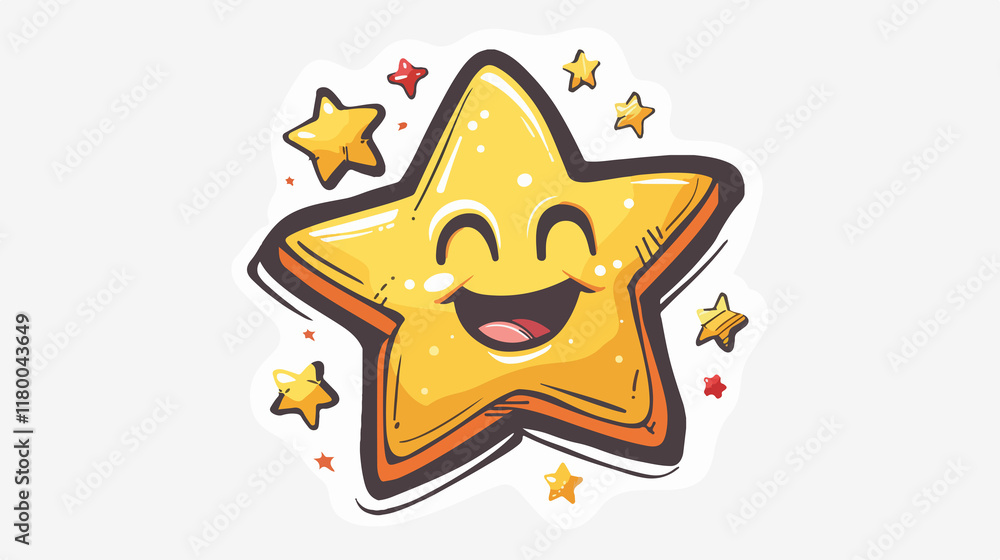 A fun and bold cartoon illustration of a yellow star, radiating energy and charm. A fun and bold cartoon illustration of a yellow star, radiating energy and charm.