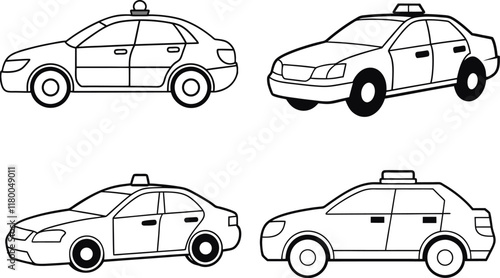Vector Illustration of Isolated Police Car Outline.