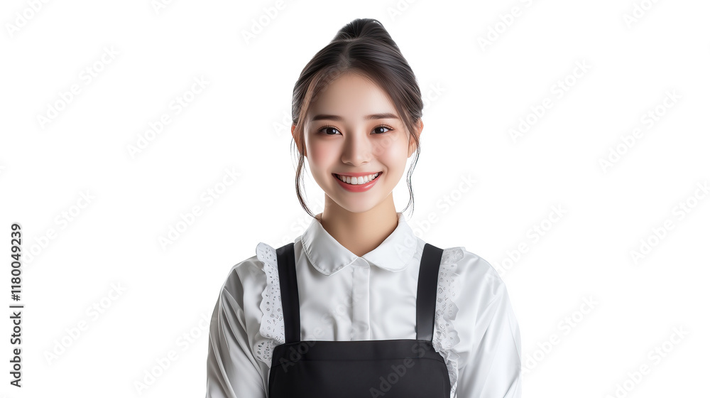 japanese girl in traditional maid outfit, isolated on white background japanese girl in traditional maid outfit, isolated on white background