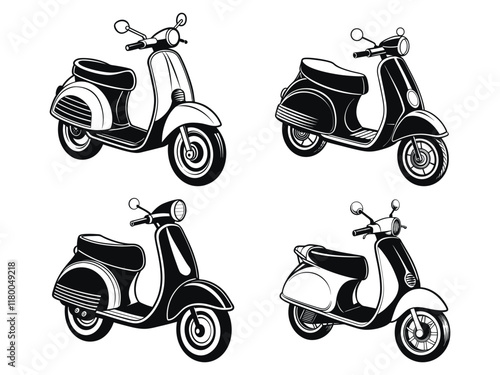 Vector Illustration of Isolated Scooter Silhouette.