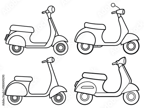 Vector Illustration of Isolated Scooter Outline.