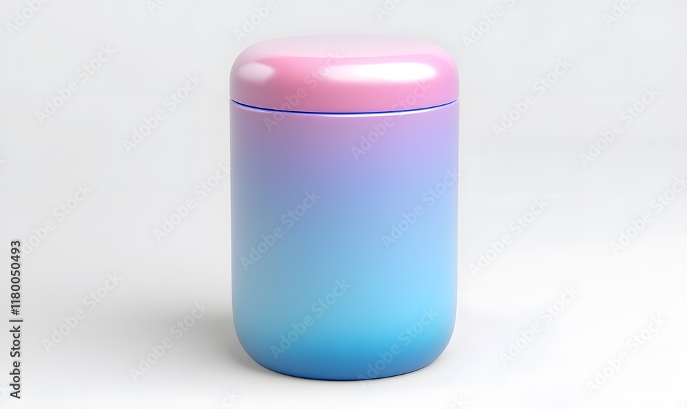 Pink and blue ombre cylindrical container with lid. Pink and blue ombre cylindrical container with lid.