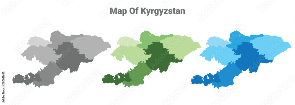 Kyrgyzstan country map in different colors Kyrgyzstan country map in different colors
