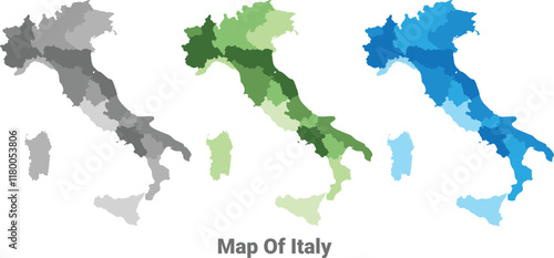 Italy country map in different colors