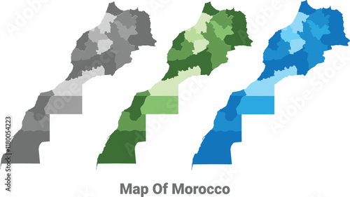 Morocco country map in different colors