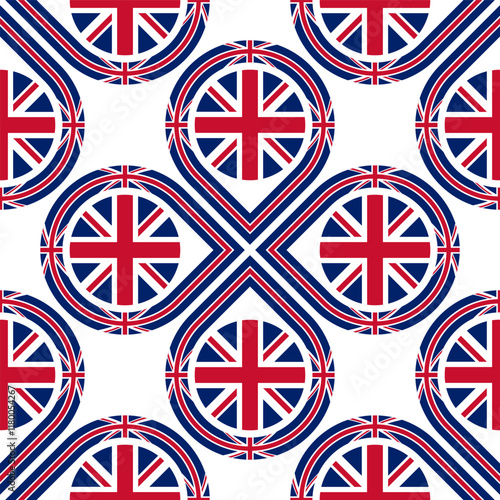 loop pattern of british flag. circle background. vector illustration