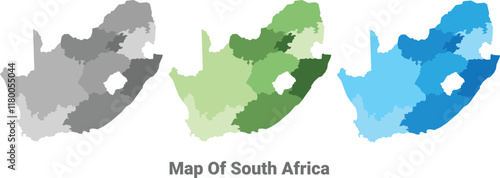 South Africa country map in different colors