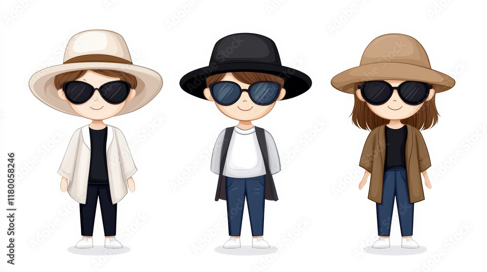 Child character enjoys trying on different hats and outfits, having fun with dress-up activities Child character enjoys trying on different hats and outfits, having fun with dress-up activities