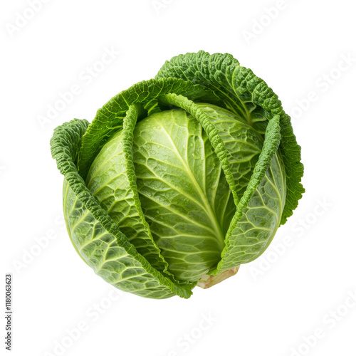 A fresh, green cabbage with tightly packed leaves, isolated on a transparent background PNG, highlighting its crisp texture and vibrant color.

 photo