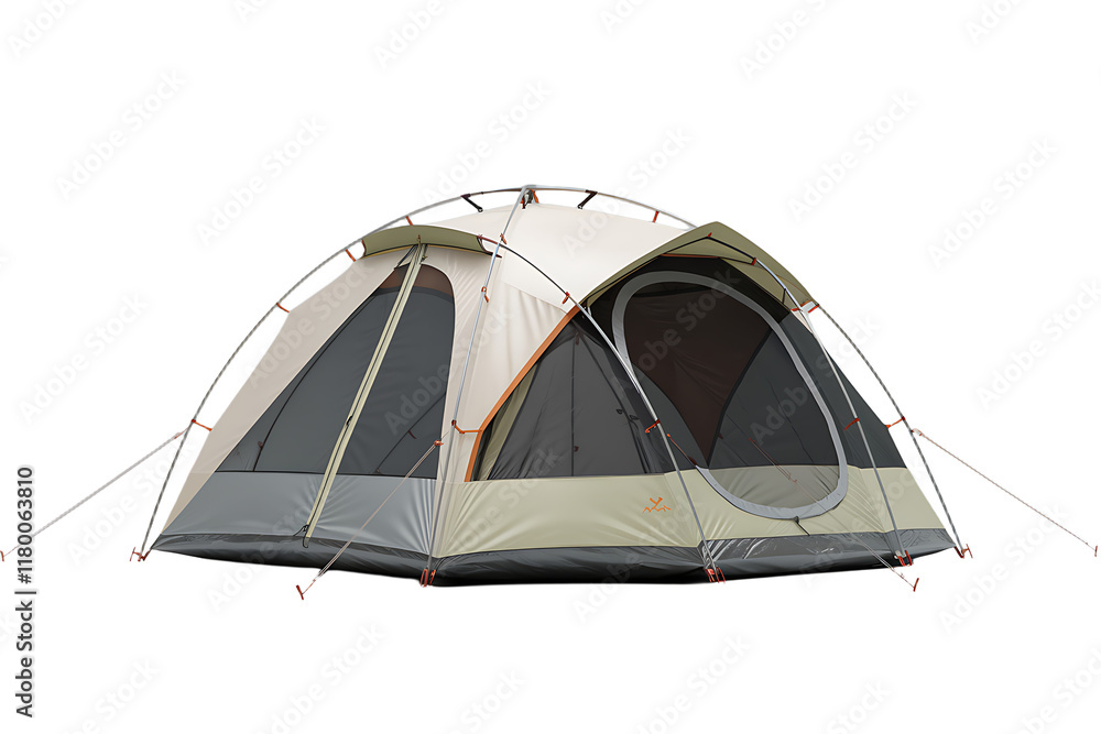 Dome-shaped camping tent with guy lines Dome-shaped camping tent with guy lines