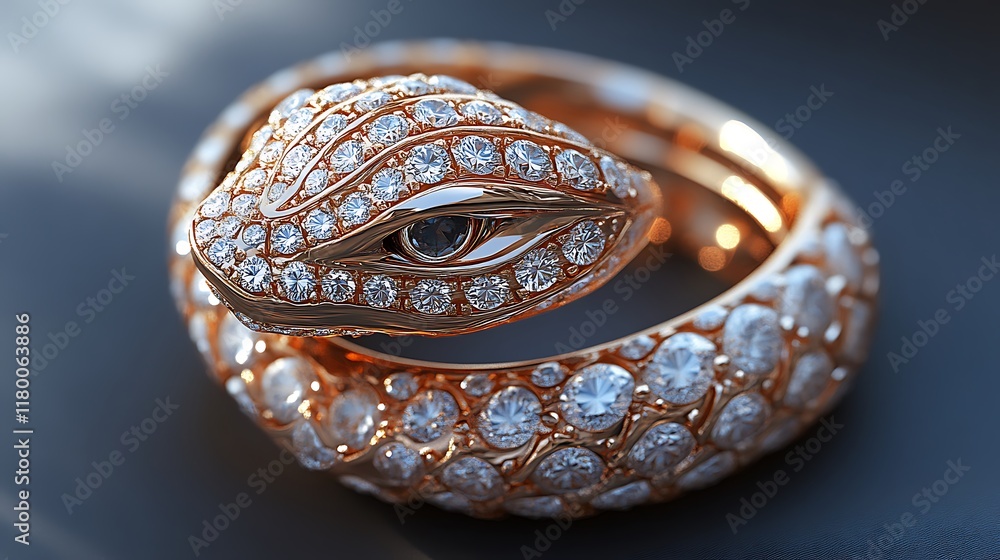 Naklejka premium Luxury snake ring showcasing exquisite craftsmanship and diamonds image