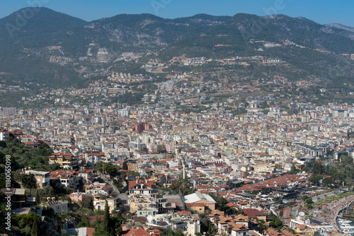 Wallpaper Mural Aerial landscape view of houses and property in Alanya city set on the slopes the Taurus Mountains beside the Mediterranean Sea, Turkey Torontodigital.ca