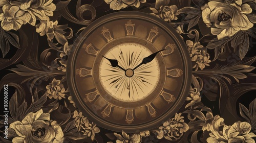 Ornate Floral Timepiece with Vintage Design