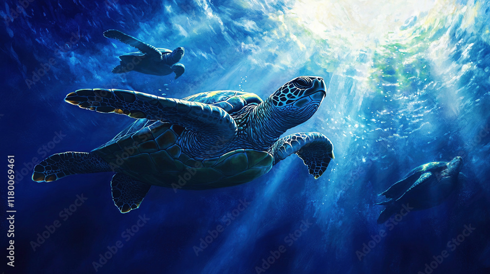 Naklejka premium turtle swimming