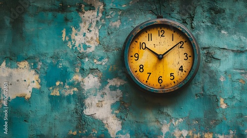 Wallpaper Mural Vintage Weathered Wall Clock with Rustic Industrial Charm and Grunge Textures Torontodigital.ca