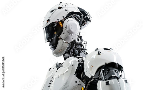 Cyborg with enhanced prosthetics and implants demonstrating advanced tech Isolated on Transparent Background PNG photo