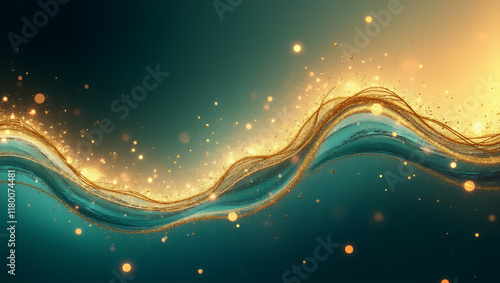 Golden Dreams of 2025: Abstract Waves of Hope
