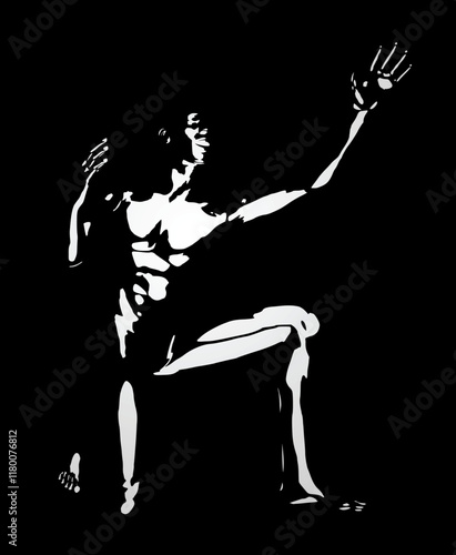 Design of artistic illustration of man acting
