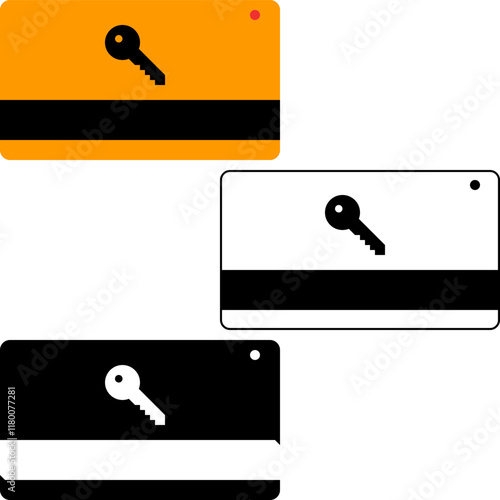 autentication key card vector icon miniset